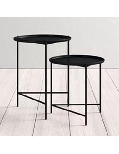Set 2 mesas auxiliares metal negro