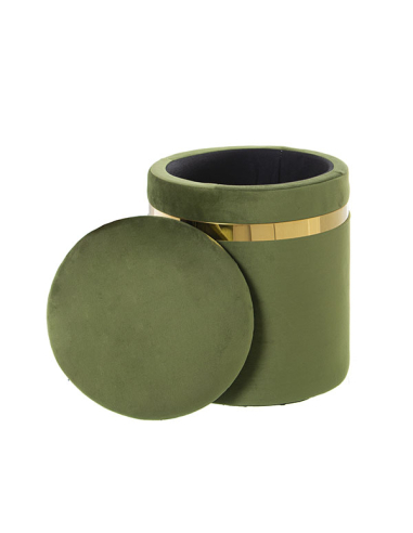 Set 2 pufs almacenaje terciopelo verde