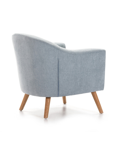 Sillón tela azul SL-880 pata roble