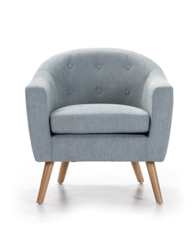 Sillón tela azul SL-880 pata roble
