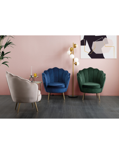 Sillón terciopelo azul SL-971 flor