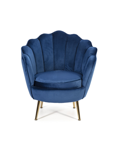 Sillón terciopelo azul SL-971 flor