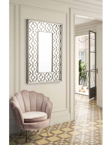 Sillón terciopelo beige SL-971 flor