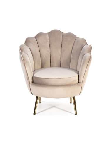 Sillón terciopelo beige SL-971 flor