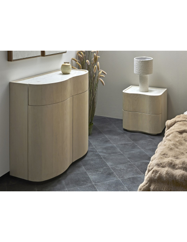 Mesita de noche ISHAQ mango y mármol