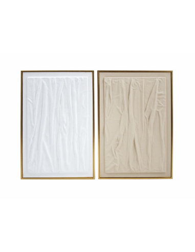 Set 2 Cuadros textura fruncida marco oro