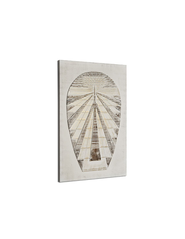 Cuadro relieve abstracto oval blanco...