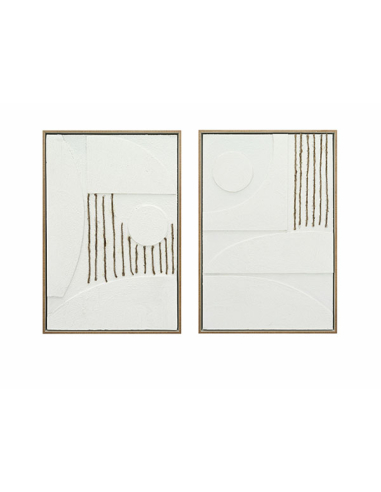 Set 2 Cuadros abstractos blancos...