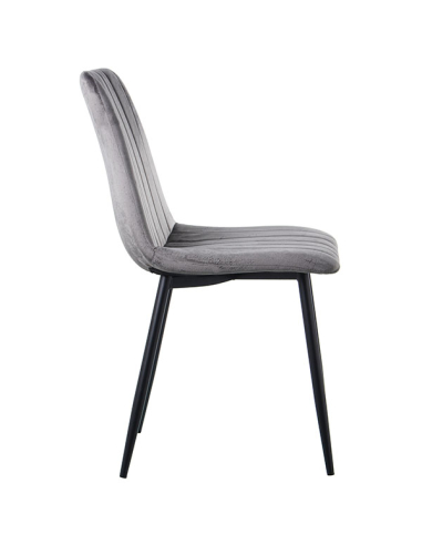 Set 4 Sillas de comedor tela gris con...