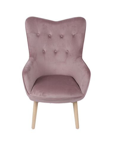 Sillón terciopelo malva patas madera