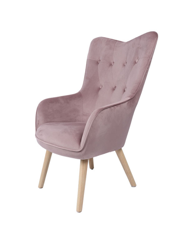 Sillón terciopelo malva patas madera