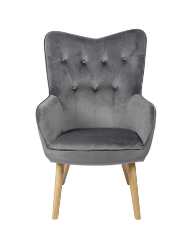 Sillón terciopelo gris patas madera Sillón terciopelo gris patas madera