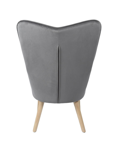 Sillón terciopelo gris patas madera Sillón terciopelo gris patas madera
