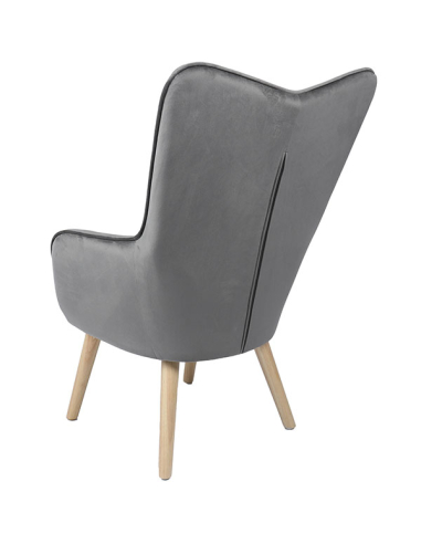 Sillón terciopelo gris patas madera Sillón terciopelo gris patas madera