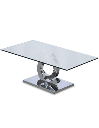 Mesa centro cristal acero brillo