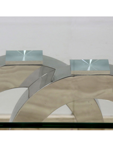 Mesa centro cristal acero brillo