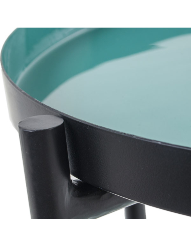Mesa auxiliar metal esmaltado verde y... Mesa auxiliar metal esmaltado verde y...