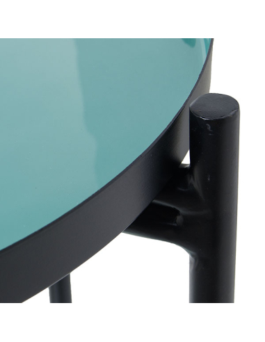Mesa auxiliar metal esmaltado verde y... Mesa auxiliar metal esmaltado verde y...