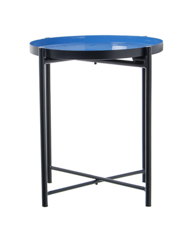 Mesa auxiliar metal esmaltado azul y...