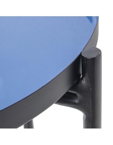 Mesa auxiliar metal esmaltado azul y...