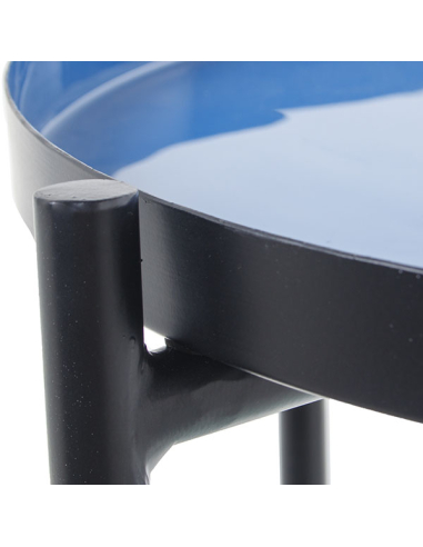 Mesa auxiliar metal esmaltado azul y...