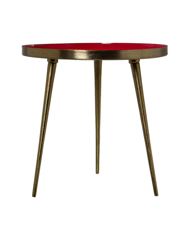 Mesa auxiliar metal esmaltado rojo