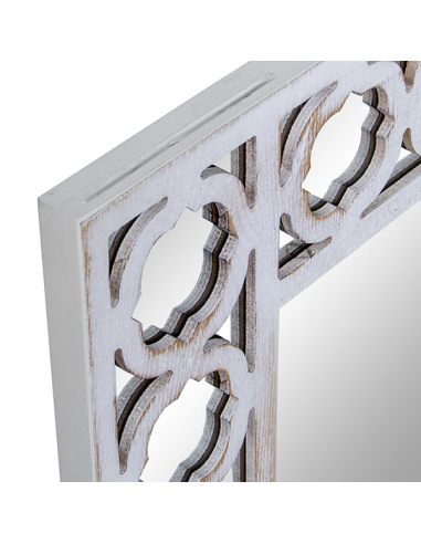 Espejo madera calado dorado y blanco