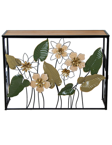 Mesa de entrada metal y  madera con...