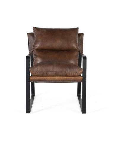 Sillón mullido reclinado cuero marrón