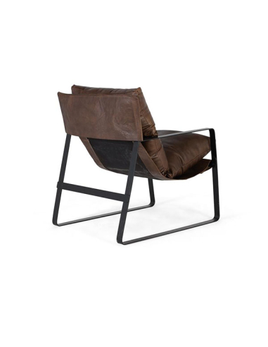 Sillón mullido reclinado cuero marrón