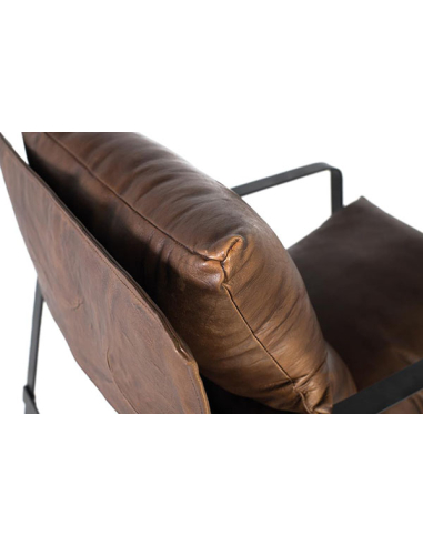 Sillón mullido reclinado cuero marrón