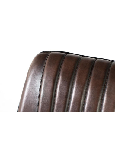 Silla acolchonada cuero marrón con...