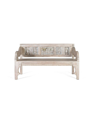 Banco estilo hindú en madera recuperada Banco estilo hindú en madera recuperada