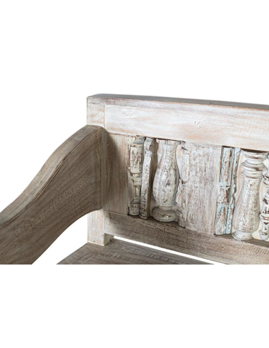 Banco estilo hindú en madera recuperada Banco estilo hindú en madera recuperada