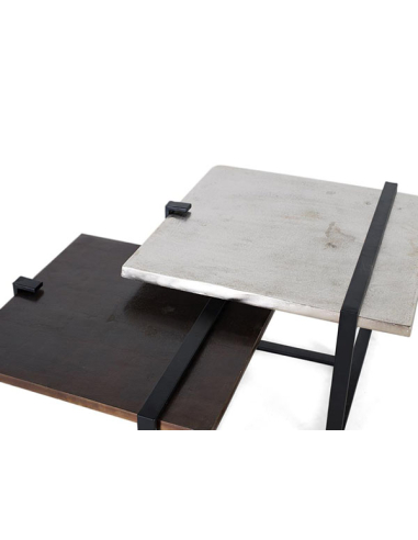 Set de 2 mesas de centro cuadrada con... Set de 2 mesas de centro cuadrada con...