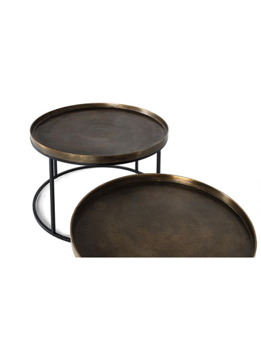 Set de 2 mesas redondas bronce