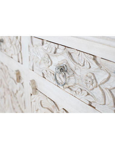 Aparador  4 puertas labrado blanco