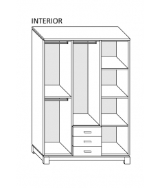 Armario Vega 150 cm 3 puertas base curva 2