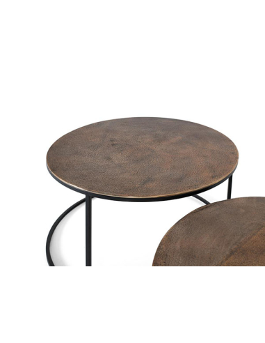 Set de 2 mesas de centro redondas cobre Set de 2 mesas de centro redondas cobre