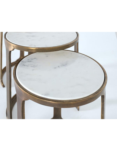 Set de 3 mesas auxiliares tapa de mármol