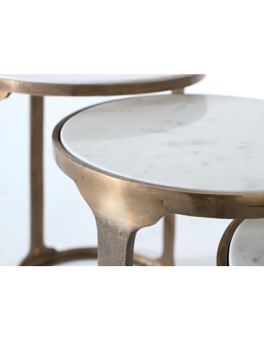 Set de 3 mesas auxiliares tapa de mármol