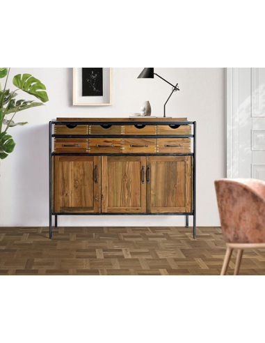 Aparador 8 cajones 3 puertas teka y... Aparador 8 cajones 3 puertas teka y...