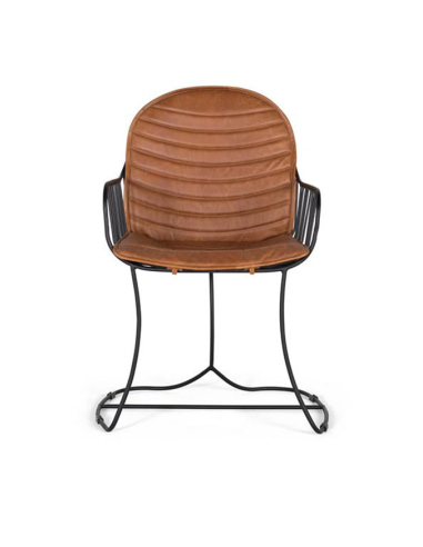 Silla reja en cuero marrón