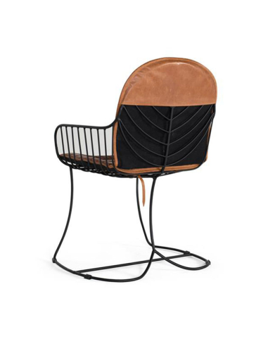 Silla reja en cuero marrón