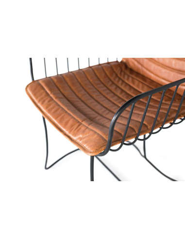 Silla reja en cuero marrón