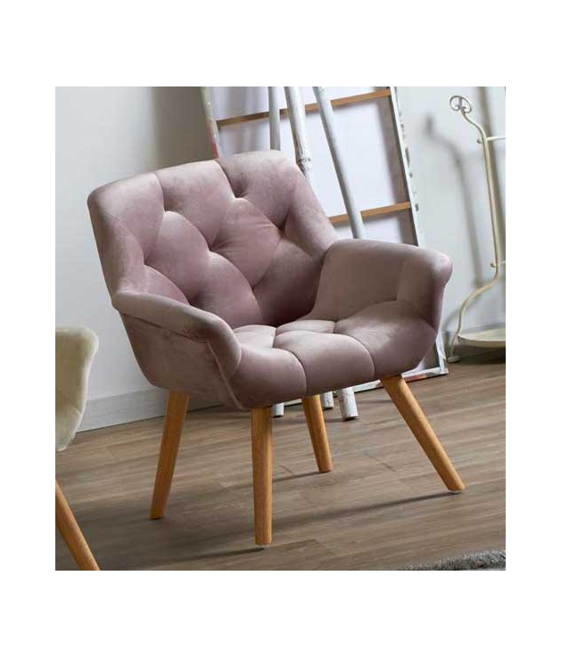 Butaca sillón modelo Saoul terciopelo rosa pálido