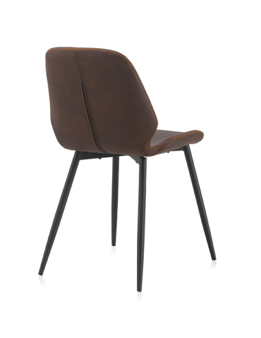 Silla Tláloc tapizada marrón patas...