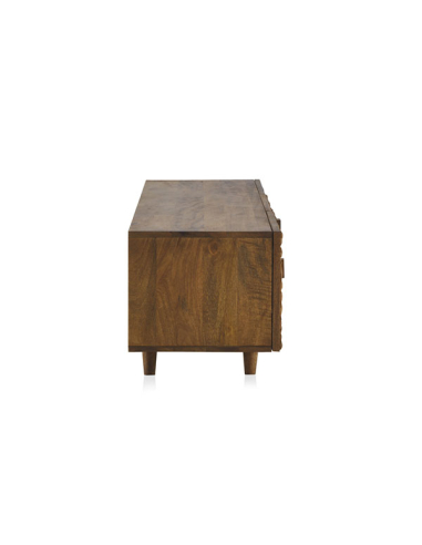 Mueble TV calado madera natural mango