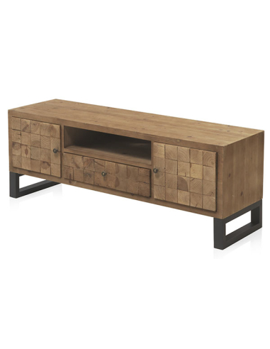 Mueble TV Saturno de madera de bloques