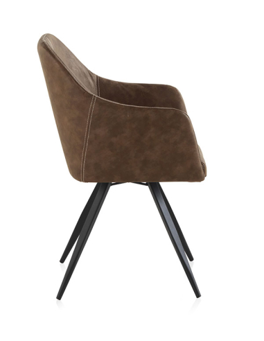 Sillón tapizado marrón patas...